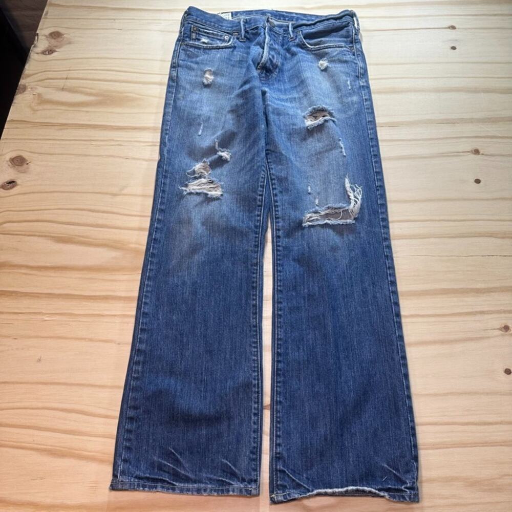 Vintage Y2K Abercrombie & Fitch Jeans Mens 32x32 Blue Denim Bootcut Button Fly